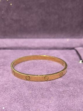 Gold Tone Screw-Accent Bangle Bracelet - Women